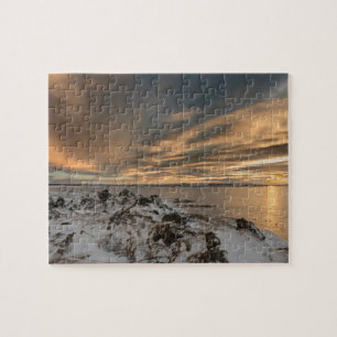 Sunset over het meer van Myvatn, IJsland Legpuzzel