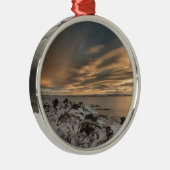 Sunset over het meer van Myvatn, IJsland Metalen Ornament (Rechts)