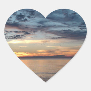 Sunset over het strand en de oceaan Foto Sticker