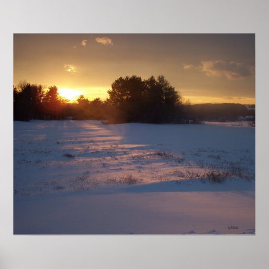 Sunset over het veld poster (Voorkant)