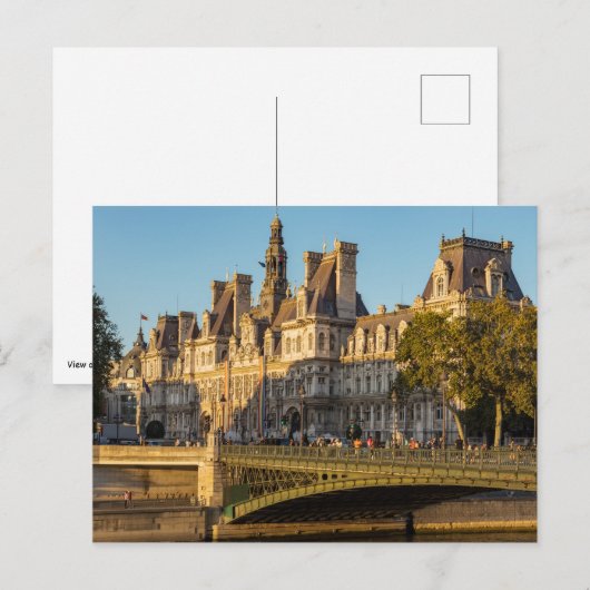 Sunset over Hotel de Ville in Parijs, Frankrijk Briefkaart (Voorkant / Achterkant)