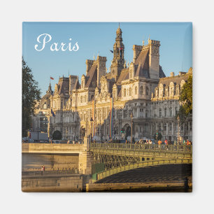 Sunset over Hotel de Ville in Parijs, Frankrijk Magneet