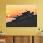 Sunset Over Hythe Bay Kent met Geviste Boat Canvas Afdruk (Insitu (Woonkamer))