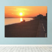 Sunset Over Hythe Bay Kent met Vissende boten Canvas Afdruk (Insitu (Houten vloer))