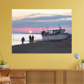 Sunset Over Hythe Bay Kent met Vissende boten Canvas Afdruk (Insitu (Woonkamer))