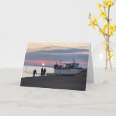 Sunset Over Hythe Bay Kent met Vissende boten Kaart (Gele Bloem)