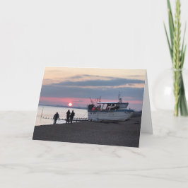 Sunset Over Hythe Bay Kent met Vissende boten Kaart