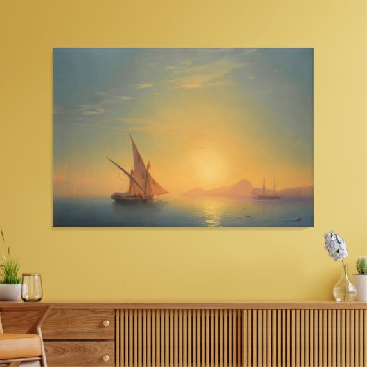 Sunset Over Ischia Canvas Afdruk (Insitu (Woonkamer))