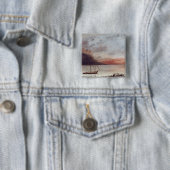 Sunset over Lake Leman, 1874 Vierkante Button 5,1 Cm (In situ)