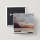 Sunset over Lake Leman, 1874 Vierkante Button 5,1 Cm (Voorkant /achterkant)