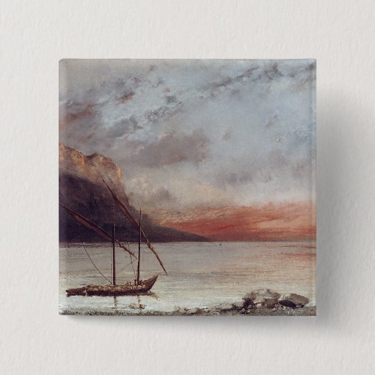 Sunset over Lake Leman, 1874 Vierkante Button 5,1 Cm (Voorkant)