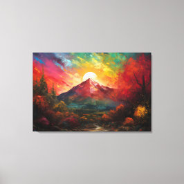 Sunset over Landscape Canvas Afdruk