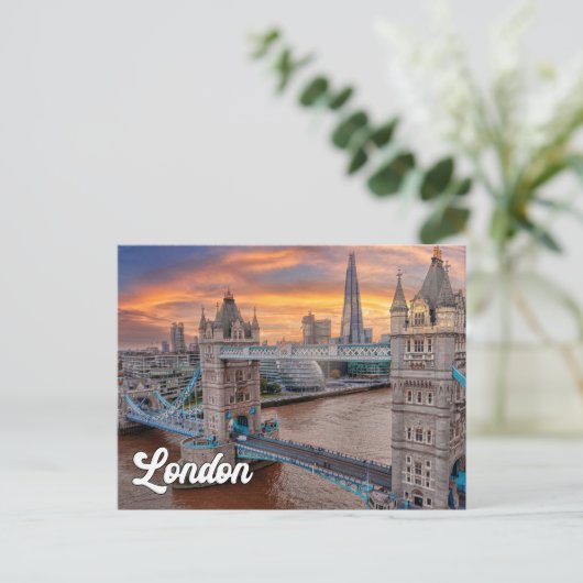 Sunset Over Londen, Engeland, Verenigd Koninkrijk Briefkaart (Staand voorkant)