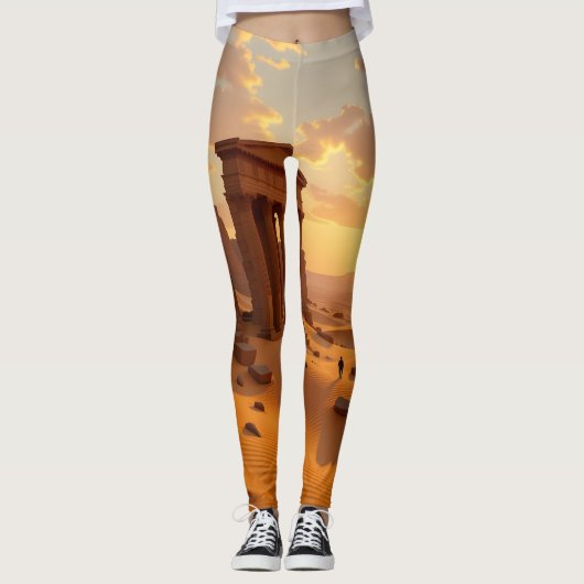 Sunset over Lost Temple Leggings Tights (Voorkant)