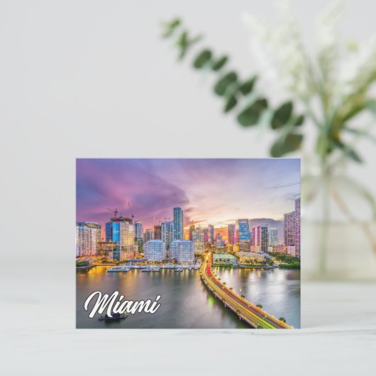 Sunset Over Miami, Florida, Verenigde Staten Briefkaart (Staand voorkant)