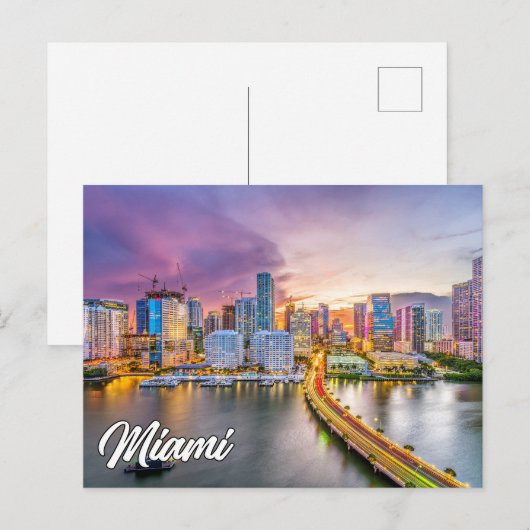 Sunset Over Miami, Florida, Verenigde Staten Briefkaart (Voorkant / Achterkant)