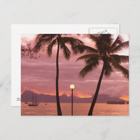 Sunset over Moorea van Sofitel Maeva Beach Briefkaart (Voorkant / Achterkant)