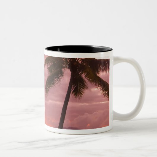 Sunset over Moorea van Sofitel Maeva Beach Tweekleurige Koffiemok (Rechts)