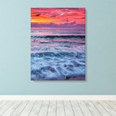 Sunset over oceaangolven, Californië Canvas Afdruk (Insitu (Houten vloer))