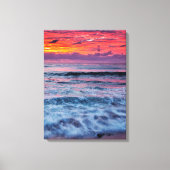 Sunset over oceaangolven, Californië Canvas Afdruk (Voorkant)