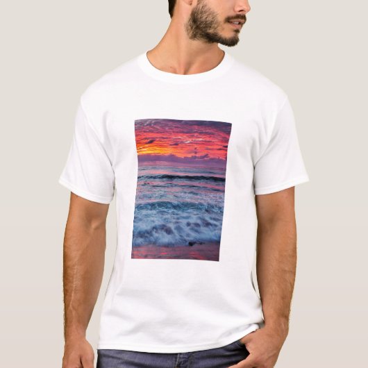 Sunset over oceaangolven, Californië T-shirt (Voorkant)