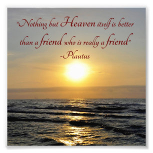 Sunset Over Ocean Friendship Quote Square Foto Afdruk
