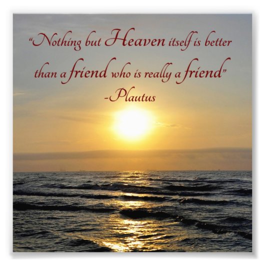 Sunset Over Ocean Friendship Quote Square Foto Afdruk (Voorkant)