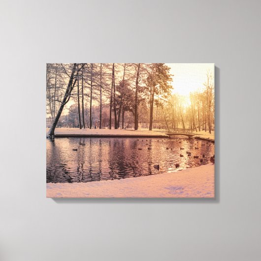 Sunset over park met een klein vorstdoekje pri canvas afdruk (Voorkant)