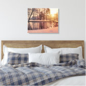 Sunset over park met een klein vorstdoekje pri canvas afdruk (Insitu (Slaapkamer))