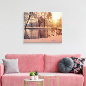 Sunset over park met een klein vorstdoekje pri canvas afdruk (Insitu (Woonkamer))