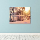 Sunset over park met een klein vorstdoekje pri canvas afdruk (Insitu (Houten vloer))