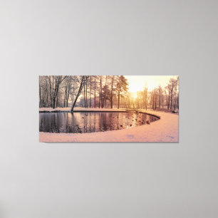 Sunset over park met een klein vorstdoekje pri canvas afdruk