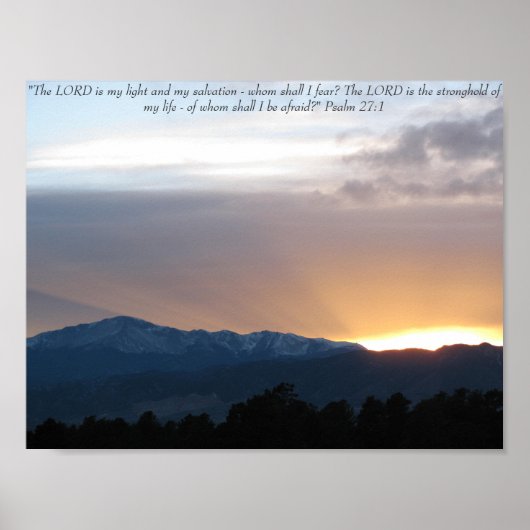 Sunset over Pike's piek - Psalm 27:1 Poster (Voorkant)