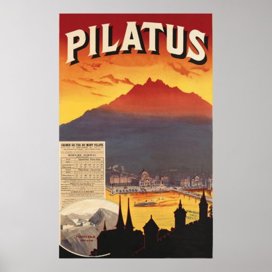 Sunset over Pilatus, Zwitserland Poster (Voorkant)