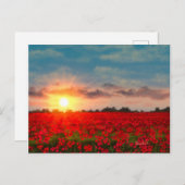 Sunset Over Poppy Field JW Briefkaart (Voorkant / Achterkant)