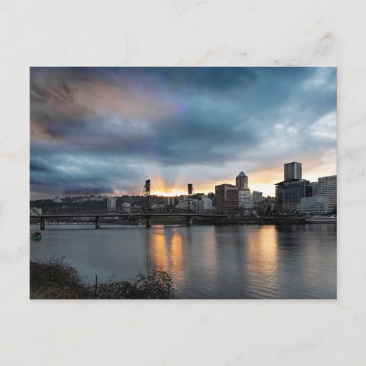 Sunset Over Portland Oregon Briefkaart van de stad (Voorkant)