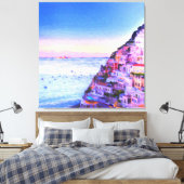 Sunset Over Positano, Italië Canvas Afdruk (Insitu (Slaapkamer))