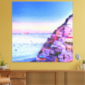 Sunset Over Positano, Italië Canvas Afdruk (Insitu (Woonkamer))