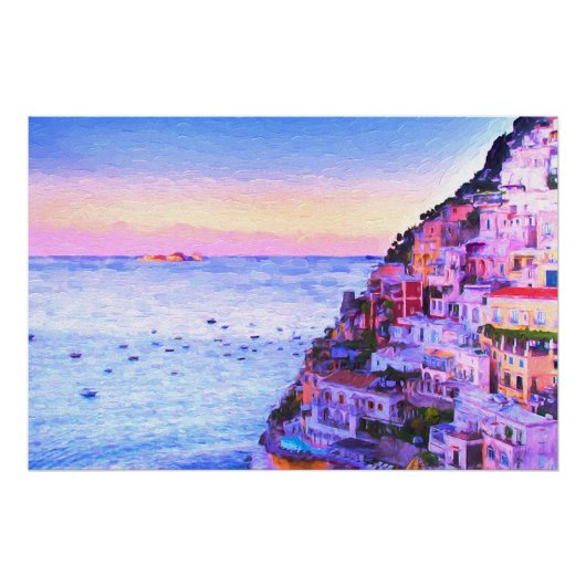 Sunset Over Positano, Italië Perfect Poster (Voorkant)