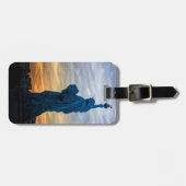 Sunset over Replica van het Vrijheidsbeeld in Pari Bagagelabel (Voorkant horizontaal)