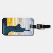 Sunset over Replica van het Vrijheidsbeeld in Pari Bagagelabel (Voorkant horizontaal)