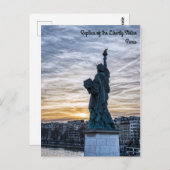 Sunset over Replica van het Vrijheidsbeeld in Pari Briefkaart (Voorkant / Achterkant)