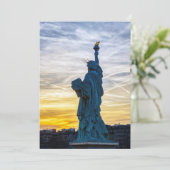Sunset over Replica van het Vrijheidsbeeld in Pari Kaart (Staand voorkant)