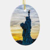 Sunset over Replica van het Vrijheidsbeeld in Pari Keramisch Ornament (Achterkant)