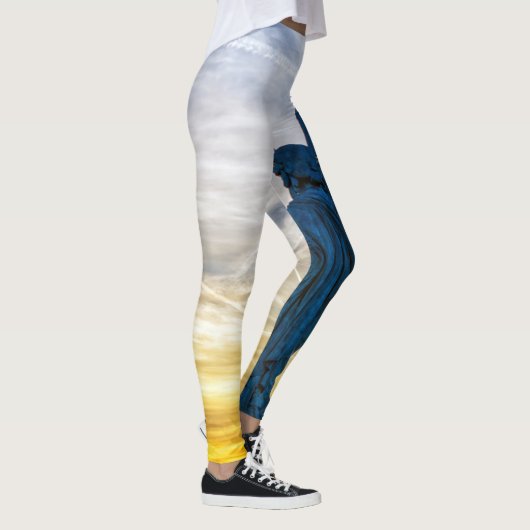 Sunset over Replica van het Vrijheidsbeeld in Pari Leggings (Rechts)