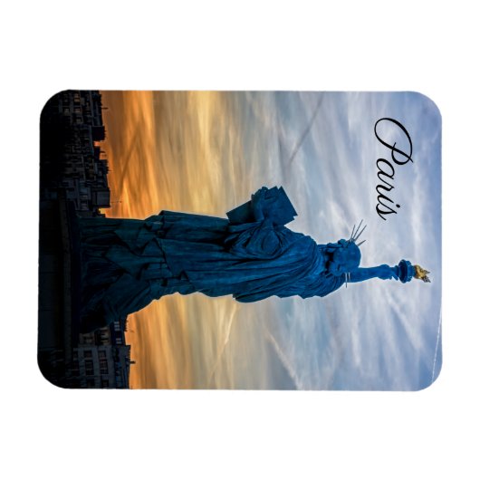 Sunset over Replica van het Vrijheidsbeeld in Pari Magneet (Horizontaal)