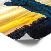 Sunset over Replica van het Vrijheidsbeeld in Pari Poster (Hoek)