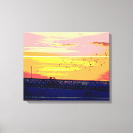 SUNSET OVER ROURKE BRIDGE WRAPPED CANVAS AFDRUK
