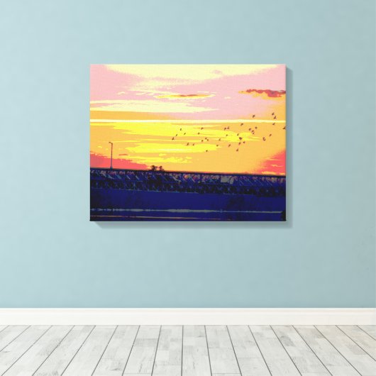 SUNSET OVER ROURKE BRIDGE WRAPPED CANVAS AFDRUK (Insitu (Houten vloer))