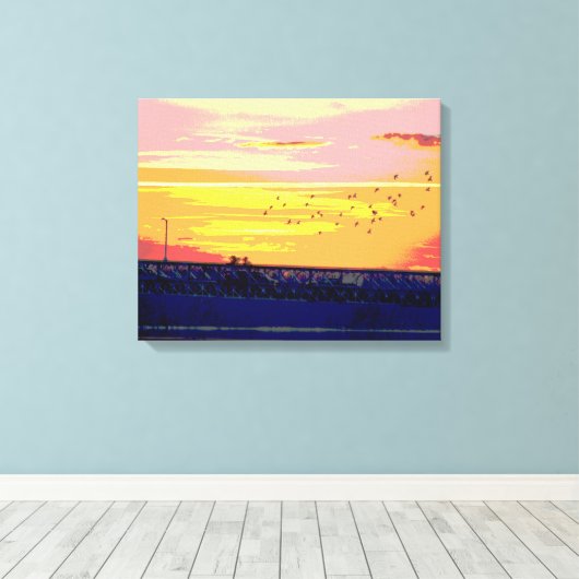 SUNSET OVER ROURKE BRIDGE WRAPPED CANVAS AFDRUK (Insitu (Houten vloer))